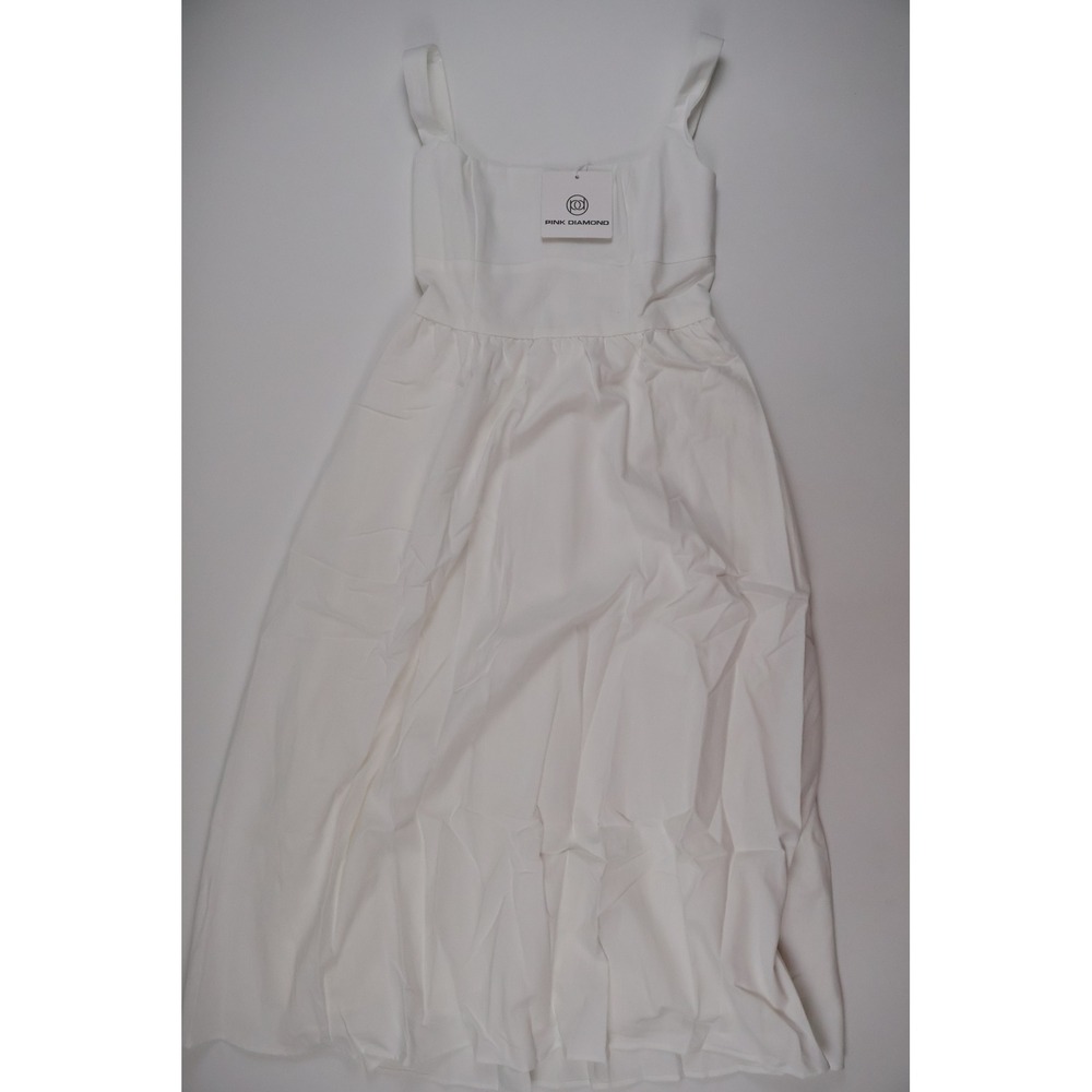 Pink Diamond Khari Midi Dress Square A Line White Size 6 NWT